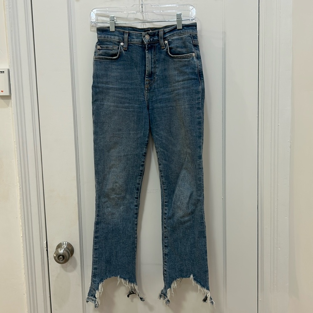 7 For All Mankind jeans with cropped feature, size 25